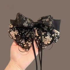 シフォンフラワー気質、万能リボンポニーテールクリップ、スイートプリンセスヘッドクリップ、ハーフタイヘアクリップ、ヘアボリュームアップヘアクリップ