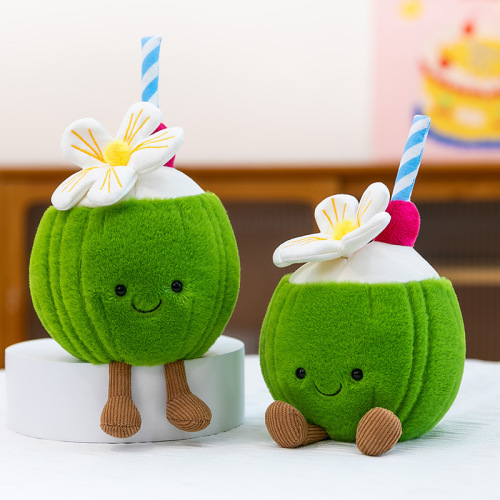 Creative Summer Coconut Table Companion Doll Simulation Fruit Plush Toy Cute Companion Cloth Doll Office Decoration