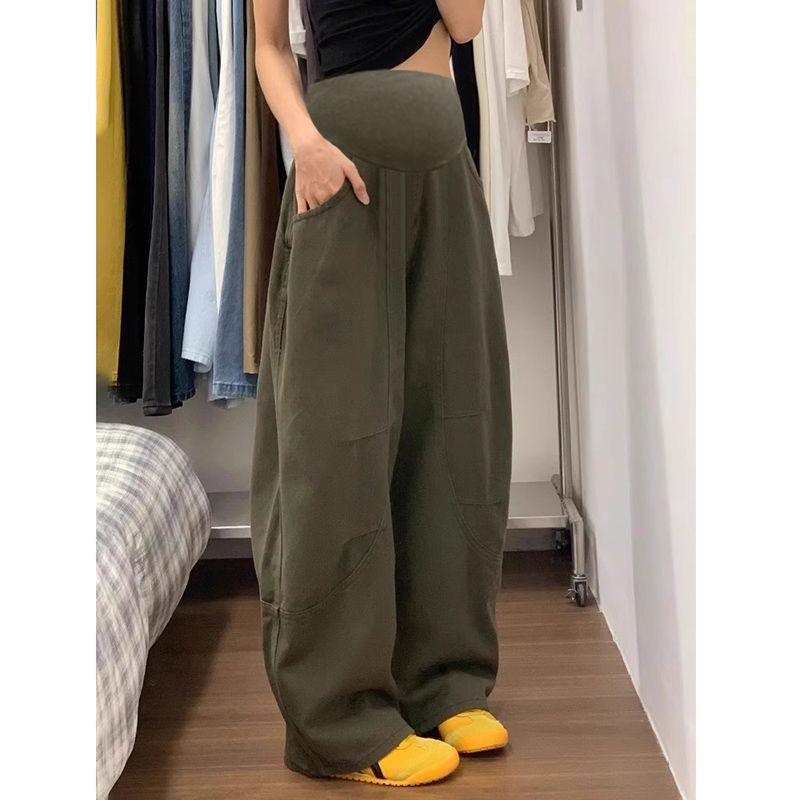 Maternity Denim Spring Korean Style Trendy Popular Denim Curved Pants Maternity Long Pants Trendy Mom Maternity Pants Extended Length