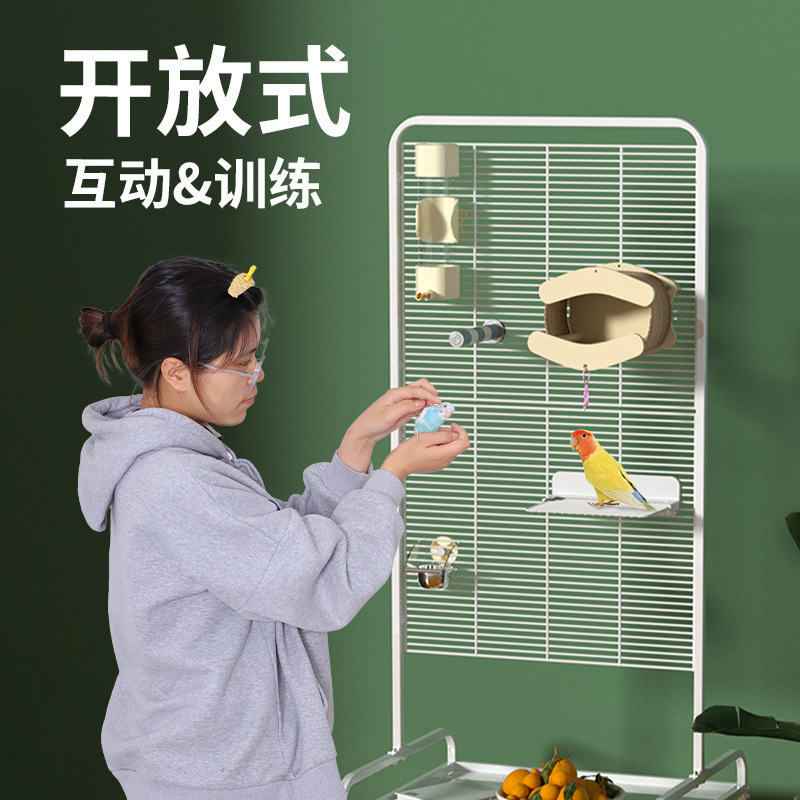 Weibi 秘密の鳥かご収納ラック ケージ棚 可動式鳥用品収納ラック 多層黒鳳鳥かごスタンドケージ|undefined
