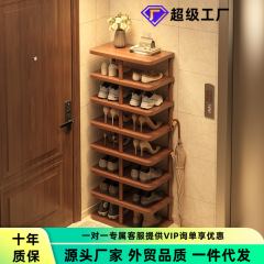 走廊鞋架家用门口靠墙多层实木芯架子2025新款简易电梯收纳架鞋柜