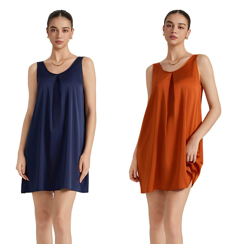 Amazon nuevo pijama de mujer de verano chaleco sin mangas satén chiffón de cuello en V pijama casero ropa casera mujer SQ25929