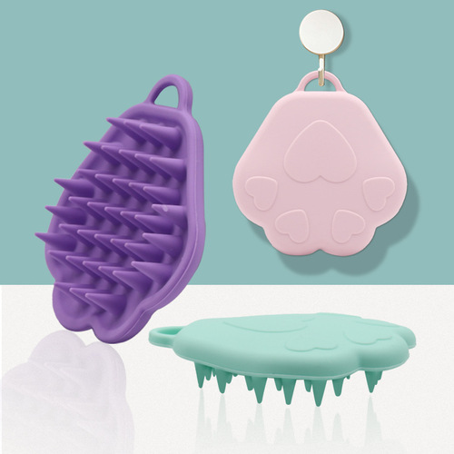 New-style silicone shampoo brush: Scalp meridian-cleaning massage comb—ultimate hair-washing tool, perfect for bathing, featuring a cat-claw design for gentle yet effective hair care.