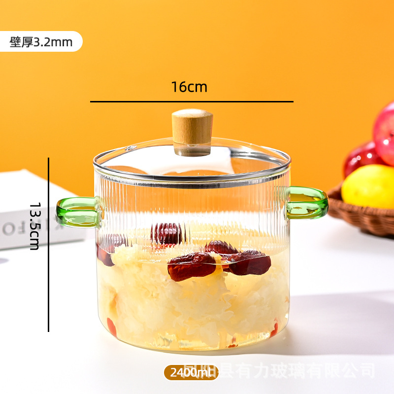Olla de vidrio con alto contenido de borosilicato, olla de leche pequeña resistente a altas temperaturas, olla de sopa transparente, estufa de cerámica eléctrica, olla de vino hervido especial, olla de cocción
