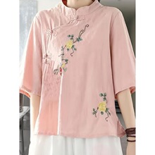 C 33460 Ethnic Style Stand Collar Top ��������� ŷ����