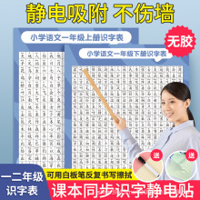 一二年级小学生课本同步识字儿童幼小衔接认生字墙贴静电吸附挂图