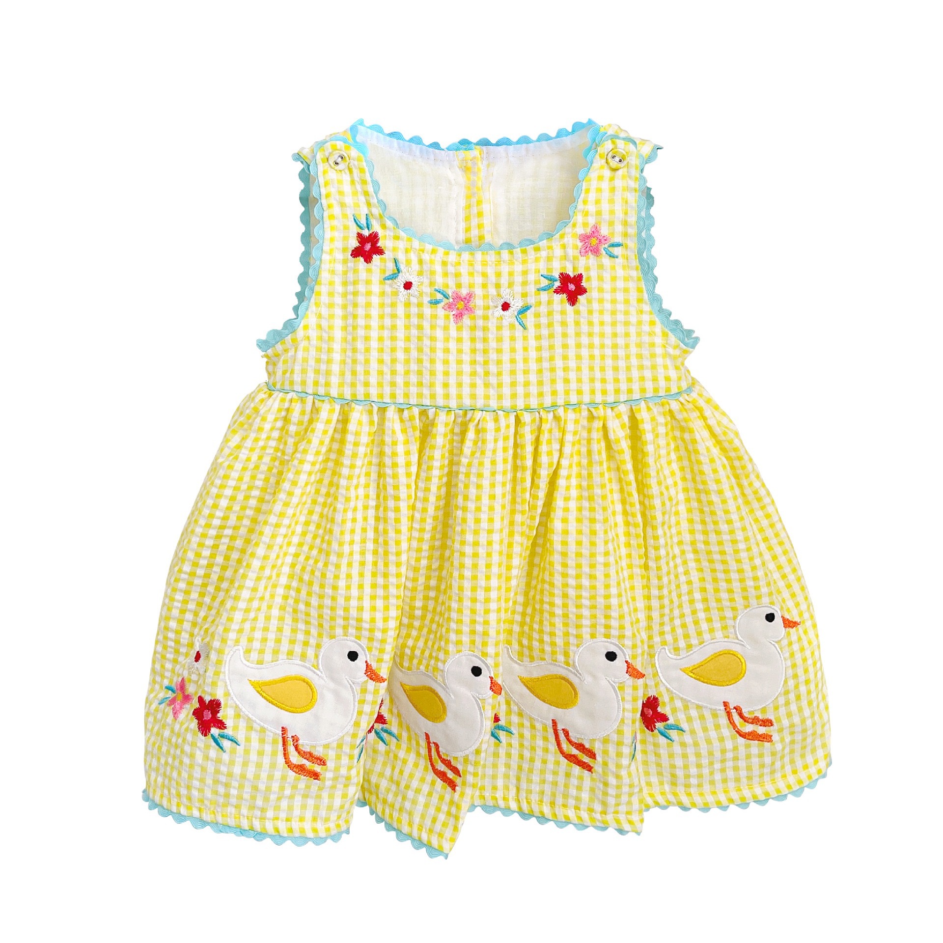 Ropa para niños de verano, falda de chaleco de patito, ropa para niños, vestido bordado de moda de niña de verano, falda de niña