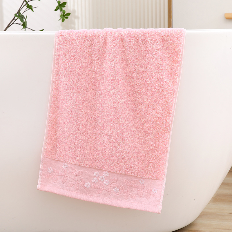 Cotton Towel In Solid Color, Soft Absorbent, With A Three-leaf Plum Blossom Design, Thickened, Soft, Breathable,_voghion.com