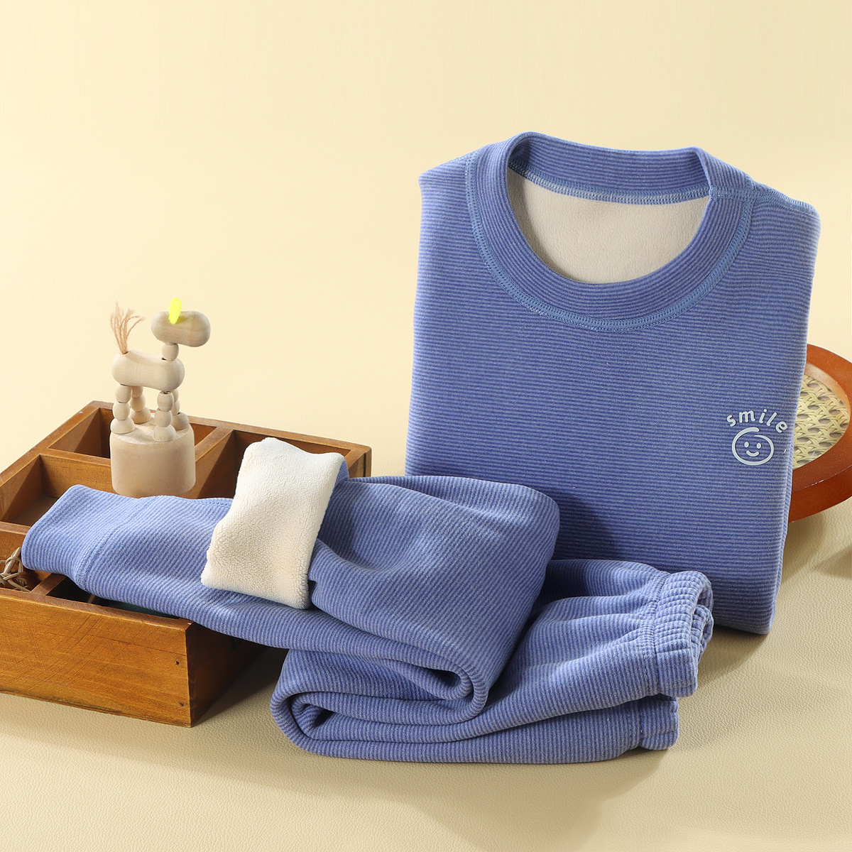 [Personalizado] Traje deshuesado a rayas para niños, pijamas gruesos de terciopelo para niños y niñas, ropa de hogar cálida para niños y niñas