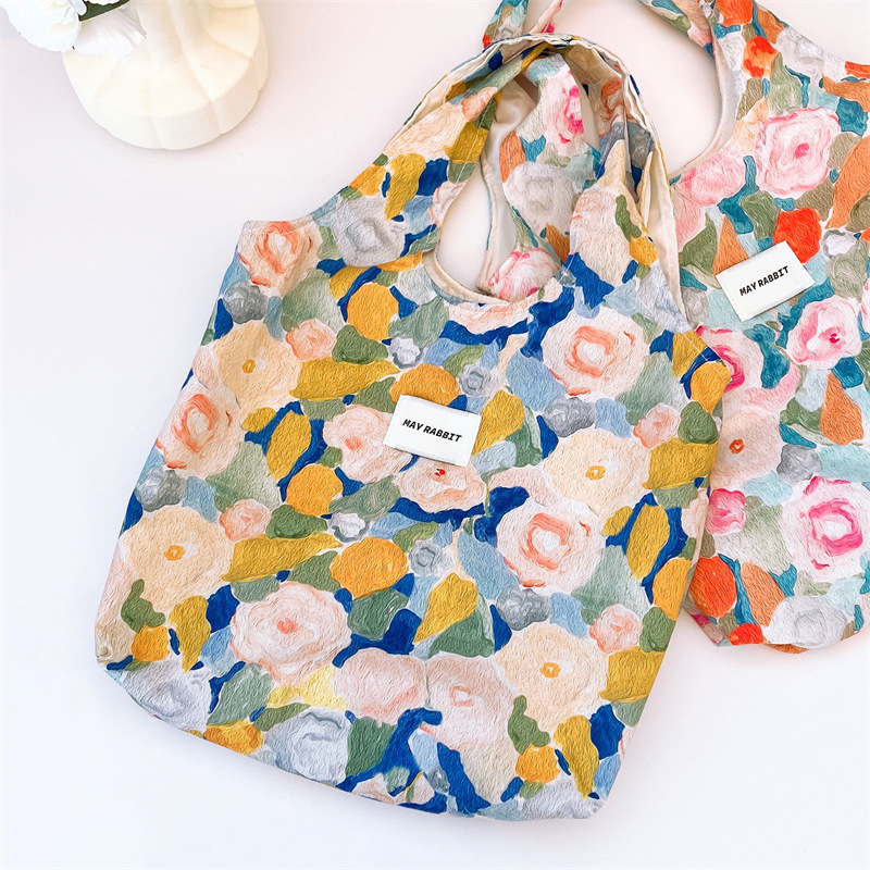 Women's Large Cotton Letter Flower Vintage Style Open Underarm Bag display picture 11