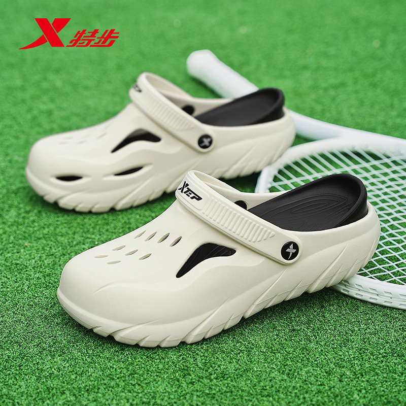 Xtep Crocs メンズ ビーチシューズ アウターウェア 滑り止め 夏 通気性 アウトドア サンダル スポーツ レジャー 包頭スリッパ|undefined