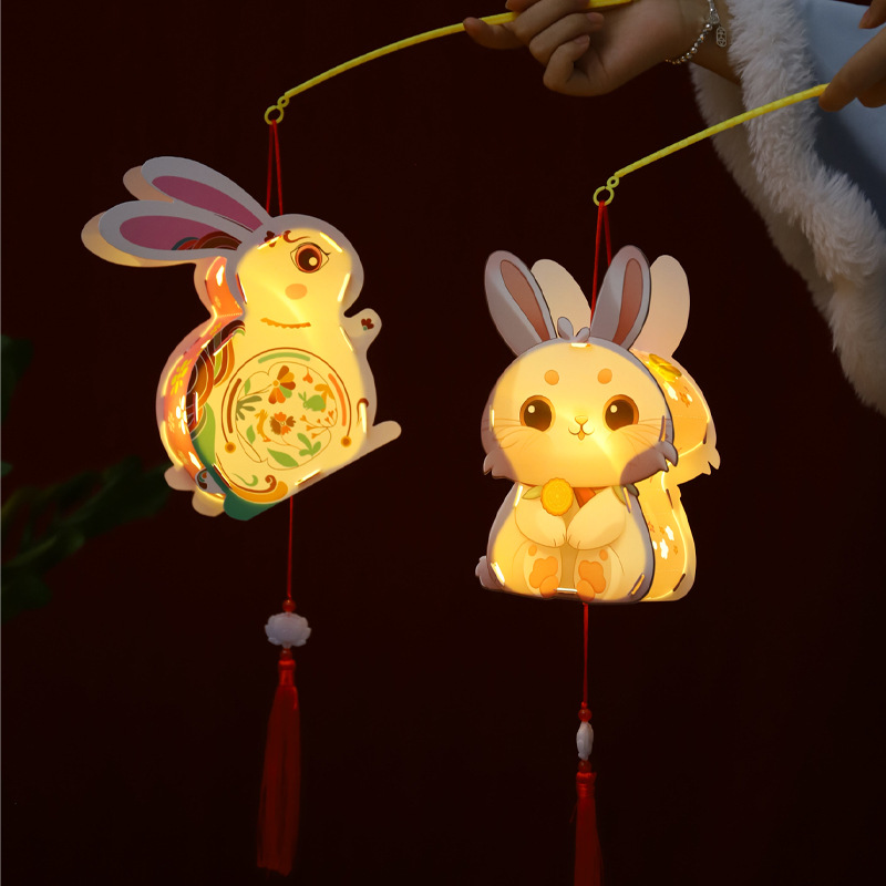 Festival de mediados de otoño linterna de proyección de linterna PVC hecho a mano material de producción de bricolaje Paquete de dibujos animados portátil para niños linterna lámpara de palacio