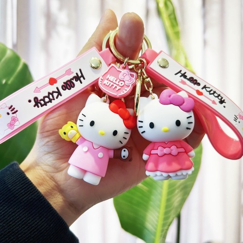 Creative Change Costume Cartoon KT Cat Couple Keychain Bag Hook Decor Figure Keychain Gift Wholesale Car Keychain