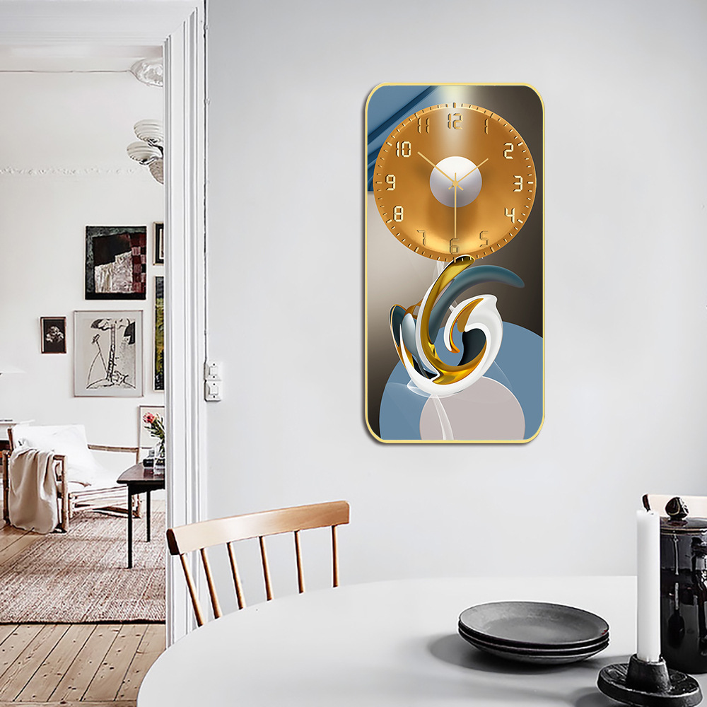 Restaurante de lujo ligero pintura decorativa con reloj mesa de comedor moderna pintura colgante comedor mural cocina de alta gama combinación de reloj creativo