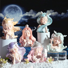 厂家海洋女孩送闺蜜女朋友节生日礼品创意软装家居摆件蛋糕装饰品