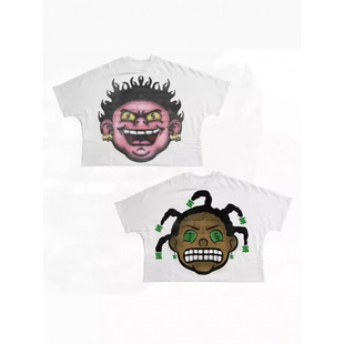 Street T-Shirt Hip Hop Fun Cartoon Pattern Printed Oversized T-Shirt Harajuku Gothic Pure Cotton Short Sleeve Clothing Men
