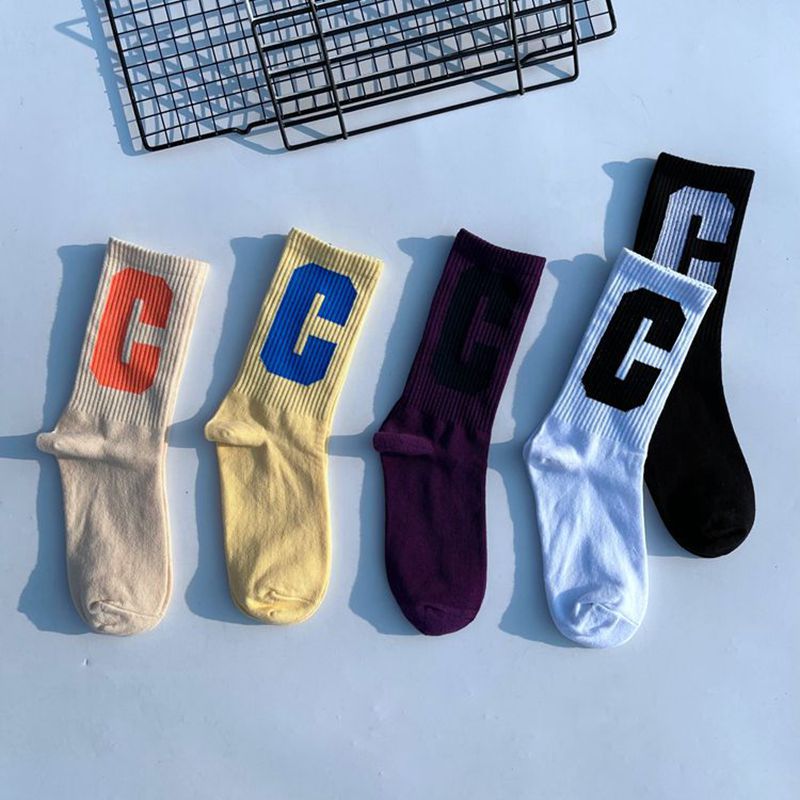 Internet Celebrity Big C Socks Men's and Women's Trendy European and American Street ins Sports Hip Hop Skateboard Middle Tube Personalized College Style Cotton Socks