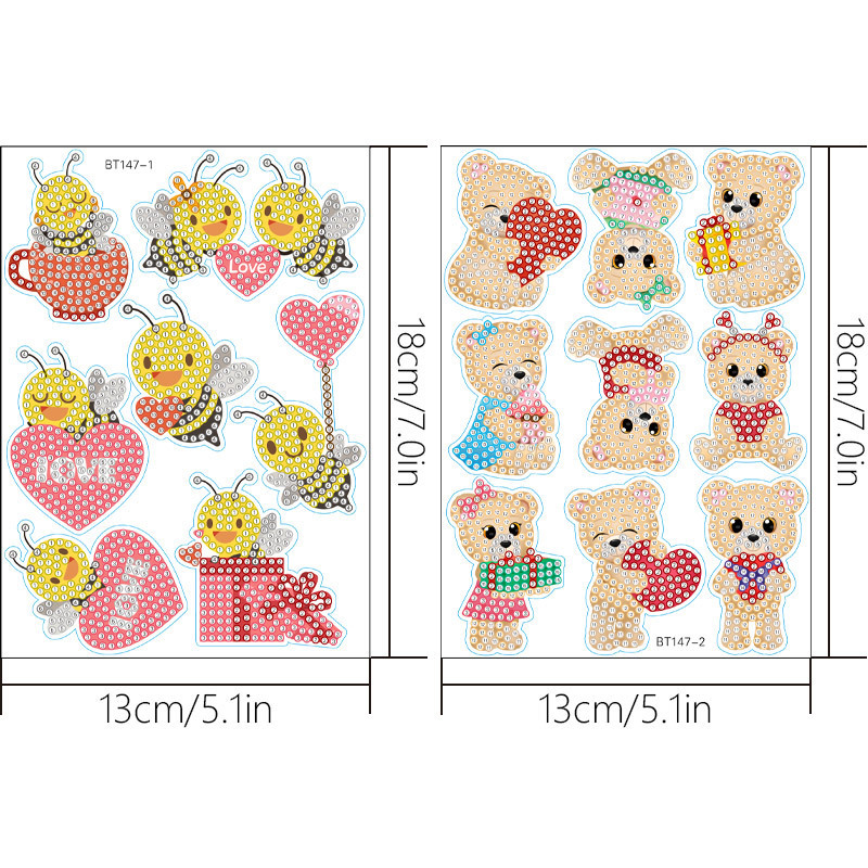 Dibujos animados superventas colorido oso pintura de diamantes pegatinas gratis pegatinas DIY pegatinas de pared de ladrillo pegatinas hechas a mano para niños diamante redondo