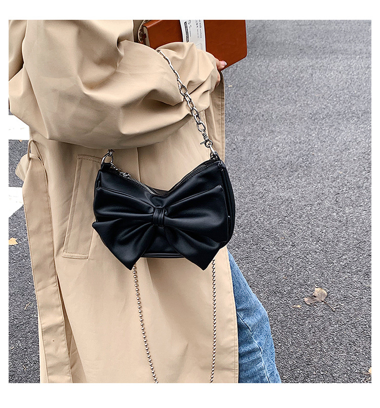 Bow Chain Bag 2021 Autumn New Handbag Korean Style Simple Shoulder Bag Elegant Lady Messenger Bag Fashionpicture4