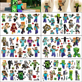Cross-border My World Square Game Kids Tattoo Sticker Birthday Party Tattoo Sticker Water Transfer Disposable