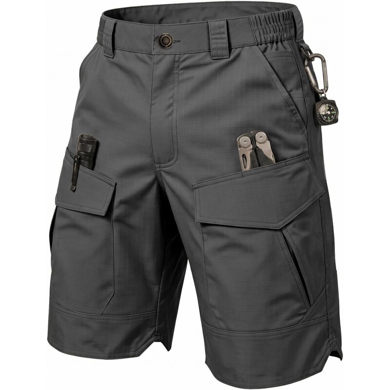 Amazon 2026 Men's Summer Workwear Design Loose Sports Tactical Pants Multi-Pocket Cool Style Five-Point Pants Wholesale