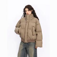 2025新款美式棉衣外套复古pu皮面包服短款棉衣女冬季仙女羽绒棉服