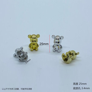 Internet Celebrity Violent Bear Plastic Electroplated Top Bead Ornaments Mini Bear Jewelry Head Insert Tableware Pot Lid Head Kitchen Utensil Accessories