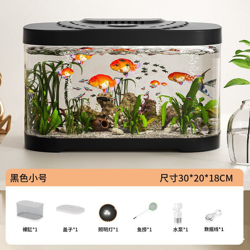 Nuevo tanque de peces transparente pequeño paisaje completo ecológico transparente casa sala de estar tanque de peces fábrica al por mayor