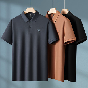 2025 Summer Thin Short-Sleeved Polo Shirt Men's Plus Size Business Casual Cotton Lapel Casual Fashion