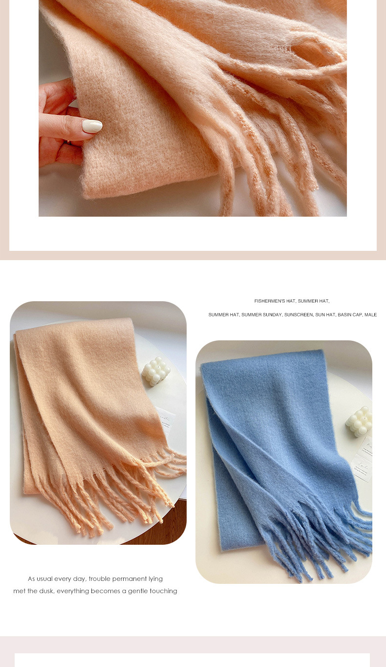 Fluffy Solid Scarf For Women Warm Winter Cashmere Style Shawl_voghion.com