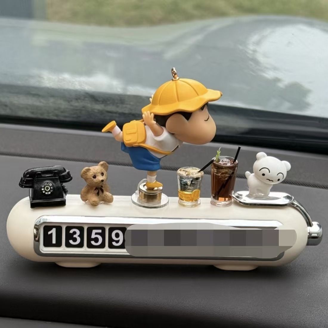 Rotating temporary parking number plate for cars, in-car phone number sign for moving vehicles, creative and cute car decoration