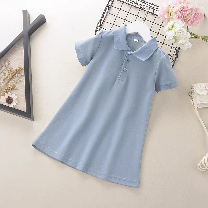 2025 Summer New Girls Children Parent-child Mid-length Polo Lel Baby Clothes Short-sleeved dress Women