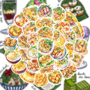 54 Vietnamese Food Food Sets, Personalized Export Waterproof Car Trolley Cases, Cartoon Cute Graffiti Stickers