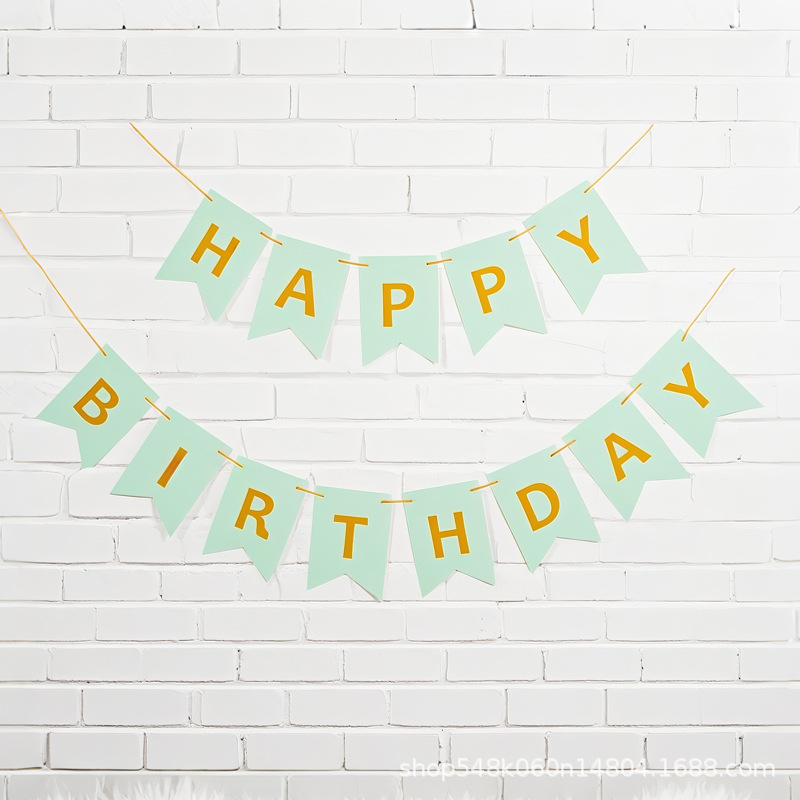 Bronceado en inglés feliz cumpleaños cola de golondrina tira de la bandera Fiesta de la fiesta Alfabeto de la bandera de la bandera de la flor tira de la decoración de la fiesta