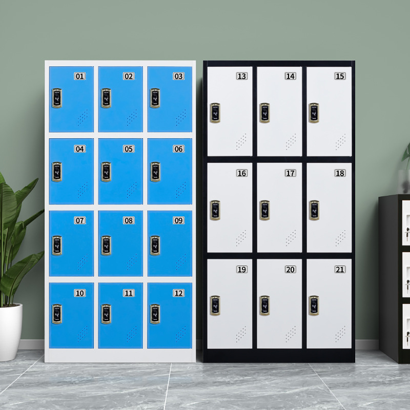 Color Staff Locker Nine-door Induction Lock Storage Cabinet Wardrobe ...