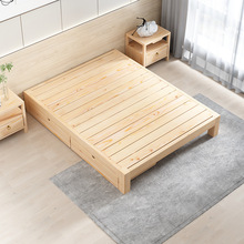 榻榻米床架现代简约实木床出租房无床头单人床双人大床经济型