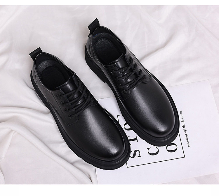 Giày da nam derby cổ thấp đế dày gót 1–3 cm buộc dây — Bốn Mùa Đen, Giày cotton nhung đen chi tiết 24