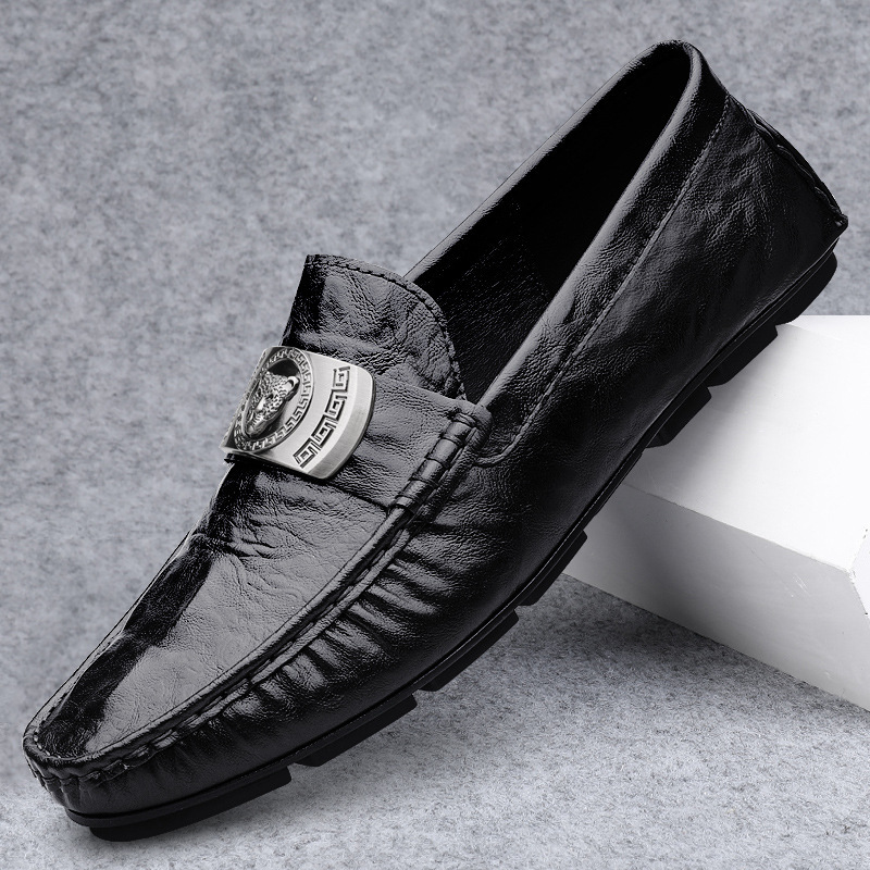 Xunqi Live Explosions Crocodile Bean Shoes Cross-border Lazy Driving Shoes British Casual Men's Leather Shoes Genuine Leather Cowhide