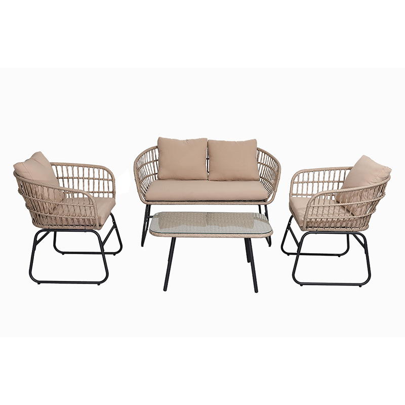 Fabricante directo de sofá de caña al aire libre combinación de patio de casa sofá de ocio mesa de té de aluminio moderno muebles simples