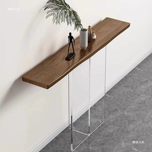 Entrance Table Light Luxury Acrylic Wall-Side Narrow Natural Edge Log Table Door-Side Cabinet Simple Modern Art