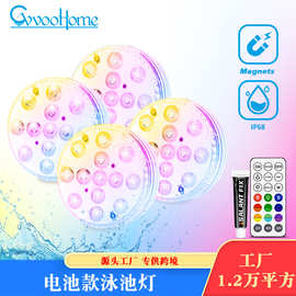 新品热卖电池款泳池灯RGB幻彩氛围泳池灯可磁吸泳池壁灯