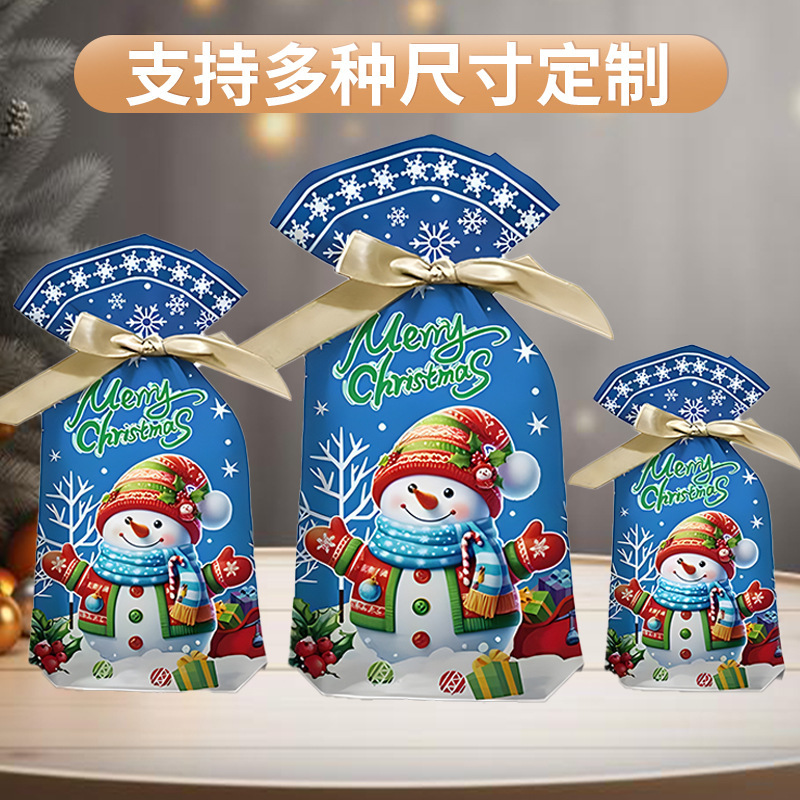 クロスボーダークリスマスプラスチック包装袋、スノーフレーククリスプ巾着袋、ホリデーベーキングビスケット、キャンディギフトバッグ卸売|undefined