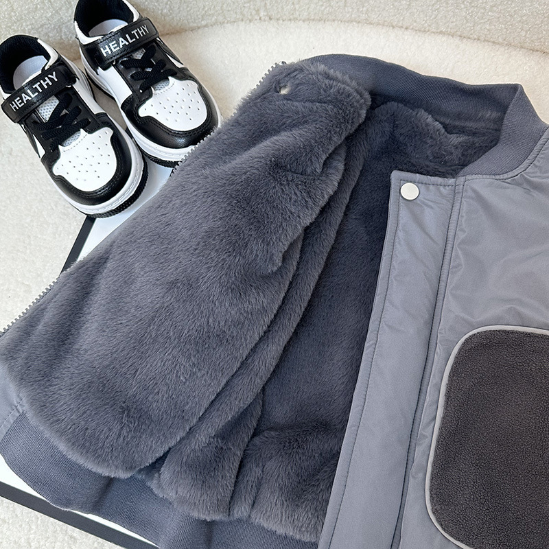 어린이 겨울 옷  따뜻한 옷 겨울 어린이 서양식 재킷 탑 소년의 벨벳 재킷 어린이 의류