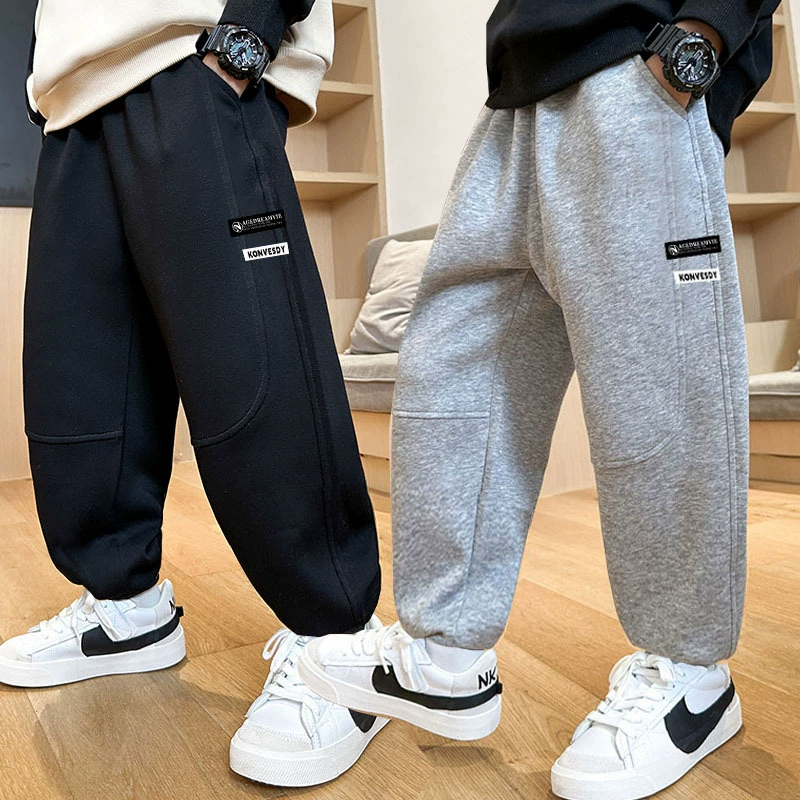 Мальчики среднего и старшего года корейские дикие повседневные брюки весной, осенью и зимой новые бархатные толстые пуховые брюки