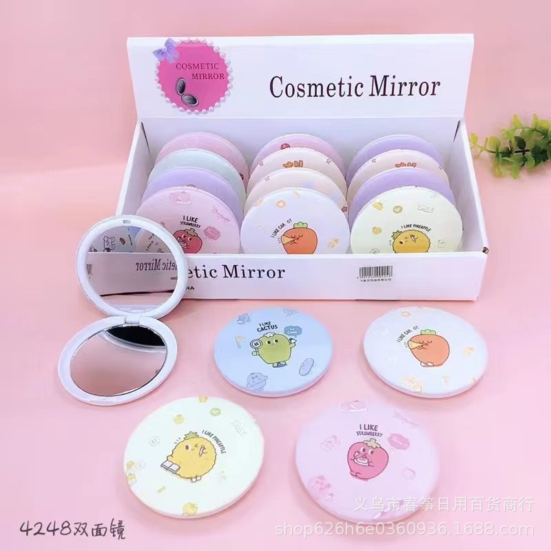 cute handheld double-sided folding mirror