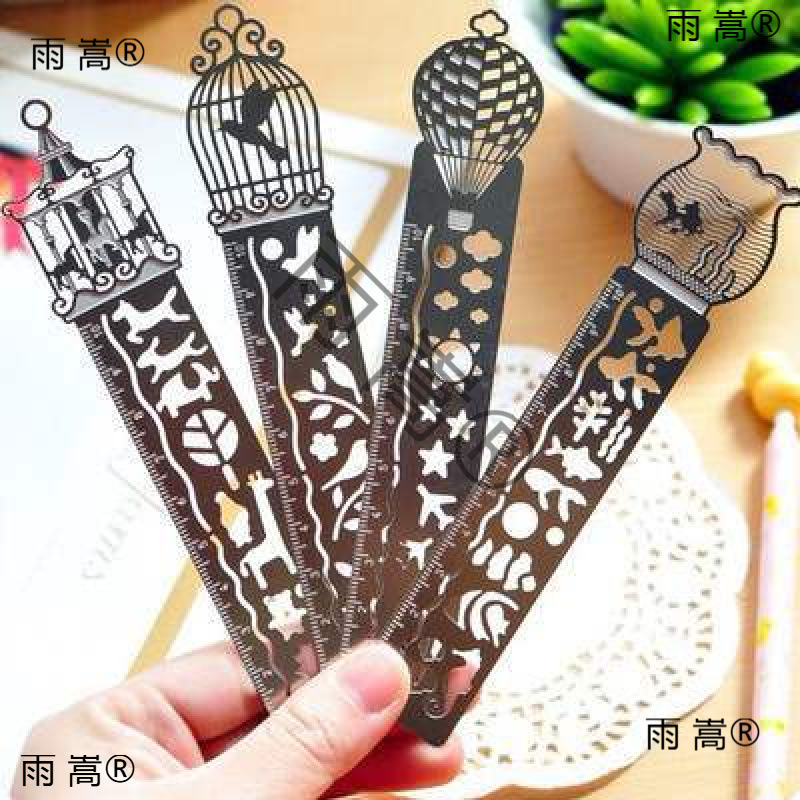 简约镂空金属书签 带刻度尺子创意多功能精美画图标模型尺