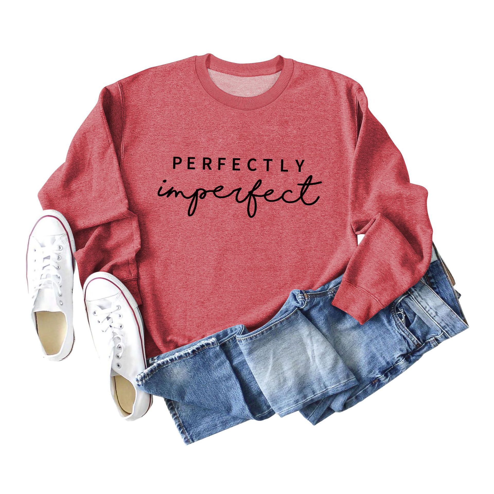 Perfectamente imperfecto en stock simple europeo y americano cuello redondo de manga larga las mujeres Amazon eBay suéter al por mayor