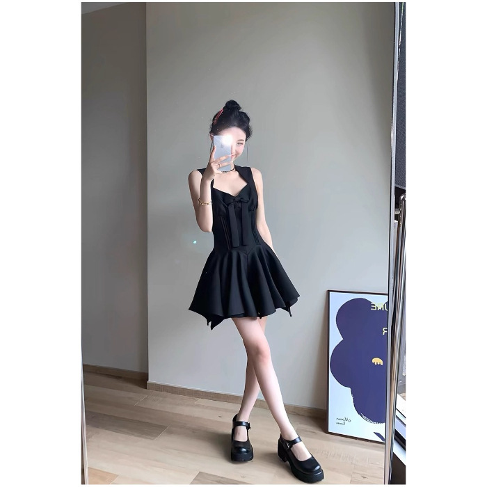 小个子甜美纯欲风吊带裙显瘦2025夏季新款别致修身蝴蝶结短裙子女|undefined