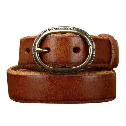 Thickened first layer cowhide retro copper buckle belt women's fashion trend versatile personality women's genuine leather jeans belt