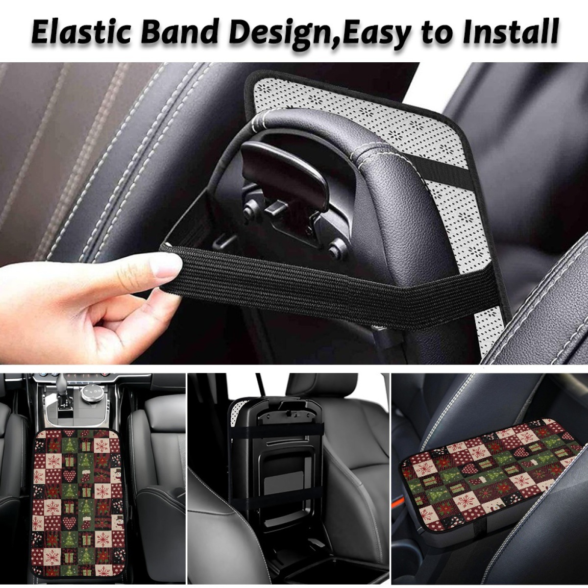 2026 Foreign Trade Amazon Christmas Flannel Car Armrest Box Mat Non-Slip Car Protective Mat, Minimum Order One Piece
